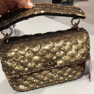 VALENTINO GARAVANI Elegant Gold Sequin Shoulder Bag